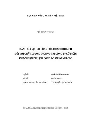 Luận văn thạc sĩ vnua đánh giá sự hài lòng của khách du lịch đối với chất lượng dịch vụ tại công ty cổ phần khách sạn du lịch công đoàn hồ núi cốc
