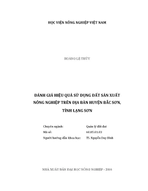 Luận văn thạc sĩ vnua đánh giá hiệu quả sử dụng đất sản xuất nông nghiệp trên địa bàn huyện bắc sơn tỉnh lạng sơn