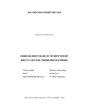 Luận văn thạc sĩ vnua đánh giá hiện trạng nước biển ven bờ khu vực đồ sơn thành phố hải phòng