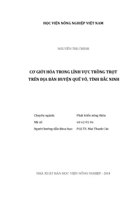 Luận văn thạc sĩ vnua cơ giới hóa trong lĩnh vực trồng trọt trên địa bàn huyện quế võ tỉnh bắc ninh
