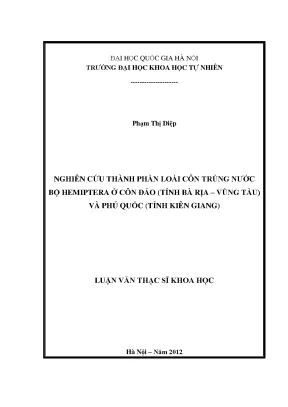 Luận văn thạc sĩ hus nghiên cứu thành phần loài côn trùng nước bộ hemiptera ở côn đảo tỉnh bà rịa vũng tàu và phú quốc tỉnh kiên giang