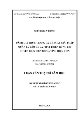 Luận văn thạc sĩ hay đánh giá thực trạng và đề xuất giải pháp quản lý bảo vệ và phát triển rừng tại huyện điện biên đông tỉnh điện biên
