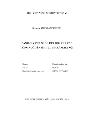 Luận văn thạc sĩ vnua đánh giá khả năng kết hợp của một số dòng ngô trong nước và nhập nội
