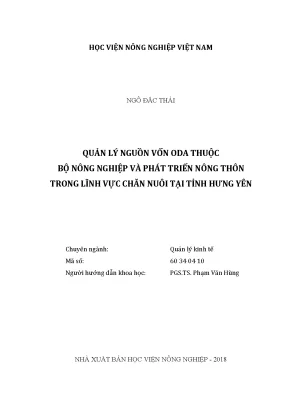 Luận văn thạc sĩ vnua quản lý nguồn vốn oda thuộc bộ nông nghiệp và phát triển nông thôn trong lĩnh vực chăn nuôi tại tỉnh hưng yên
