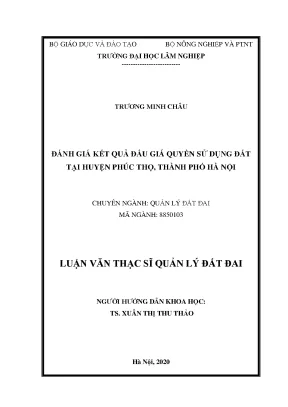 Luận văn thạc sĩ hay đánh giá kết quả đấu giá quyền sử dụng đất tại huyện phúc thọ thành phố hà nội