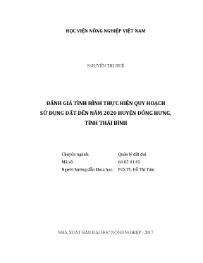 Luận văn thạc sĩ vnua đánh giá tình hình thực hiện quy hoạch sử dụng đất đến năm 2020 huyện đông hưng tỉnh thái bình