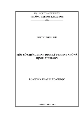 Luận văn thạc sĩ hay một số chứng minh định ký fermat nhỏ và định lý wilson