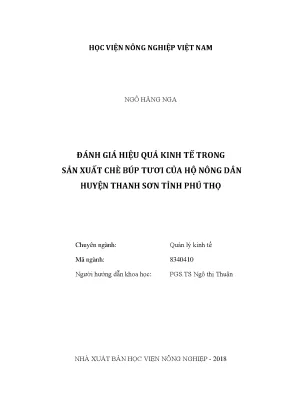 Luận văn thạc sĩ vnua đánh giá hiệu quả kinh tế trong sản xuất chè búp tươi của hộ nông dân huyện thanh sơn tỉnh phú thọ