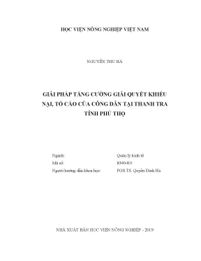 Luận văn thạc sĩ vnua giải pháp tăng cường giải quyết khiếu nại tố cáo của công dân tại thanh tra tỉnh phú thọ