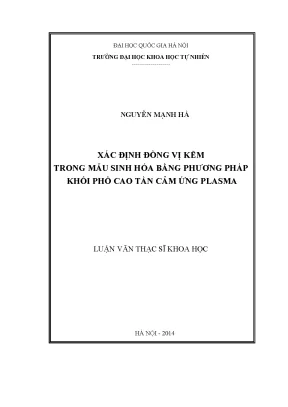 Luận văn thạc sĩ hus xác định đồng vị kẽm trong mẫu sinh hóa bằng phương pháp khối phổ cao tàn cảm ứng plasma