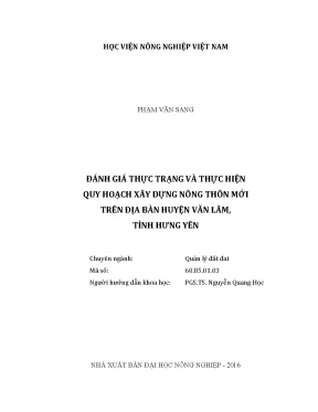 Luận văn thạc sĩ vnua đánh giá thực trạng và thực hiện quy hoạch xây dựng nông thôn mới trên địa bàn huyện văn lâm tỉnh hưng yên