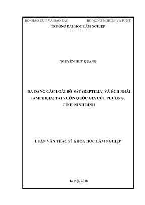 Luận văn thạc sĩ hay đa dạng các loài bò sát reptilia và ếch nhái amphibia tại vườn quốc gia cúc phương tỉnh ninh bình