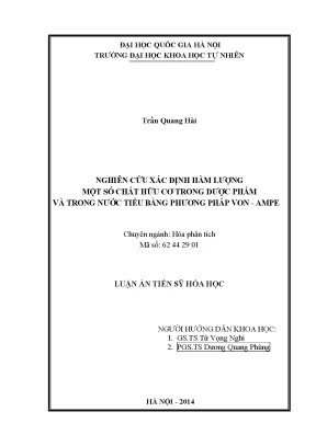 Luận án tiến sĩ hus nghiên cứu xác định hàm lượng một số chất hữu cơ trong dược phẩm và nước tiểu bằng phương pháp von ampe