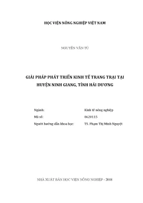 Luận văn thạc sĩ vnua giải pháp phát triển kinh tế trang trại tại huyện ninh giang tỉnh hải dương