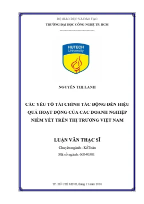 Luận văn thạc sĩ hay các yếu tố tài chính tác động đến hiệu quả hoạt động của các doanh nghiệp niêm yết trên thị trường việt nam