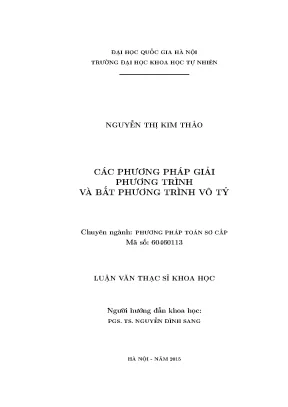 Luận văn thạc sĩ hus các phương pháp giải phương trình và bất phương trình vô tỷ 13