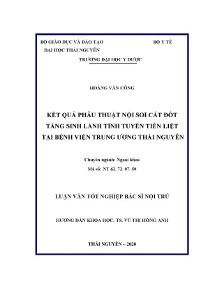 Luận văn thạc sĩ hay kết quả phẫu thuật nội soi cắt đốt tăng sinh lành tính tuyến tiền liệt tại bệnh viện trung ương thái nguyên