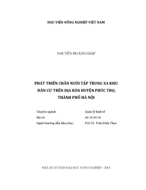 Luận văn thạc sĩ vnua phát triển chăn nuôi tập trung xa khu dân cư trên địa bàn huyện phúc thọ thành phố hà nội