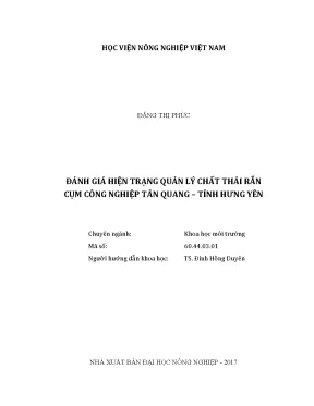 Luận văn thạc sĩ vnua đánh giá hiện trạng quản lý chất thải rắn cụm công nghiệp tân quang tỉnh hưng yên