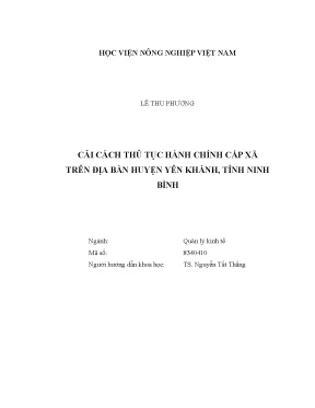 Luận văn thạc sĩ vnua cải cách thủ tục hành chính cấp xã trên địa bàn huyện yên khánh tỉnh ninh bình