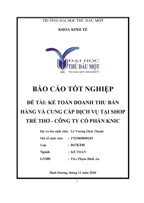 Khóa luận tốt nghiệp kế toán doanh thu bán hàng và cung cấp dịch vụ tại shop trẻ thơ công ty cổ phần knic