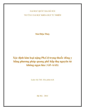 Luận văn thạc sĩ hus xác định kim loại nặng pb cd trong thuốc đông y bằng phương pháp quang phổ hấp thụ nguyên tử không ngọn lửa gf aas