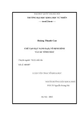 Luận văn thạc sĩ hus chế tạo hạt nano fe2o3 vô định hình và các tính chất