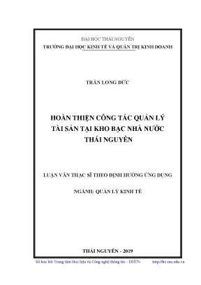 Luận văn thạc sĩ hay hoàn thiện công tác quản lý tài sản tại kho bạc nhà nước thái nguyên