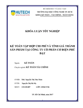 Luận văn thạc sĩ hay kế toán tập hợp chi phí và tính giá thành sản phẩm tại công ty cổ phần cơ điện phú đạt
