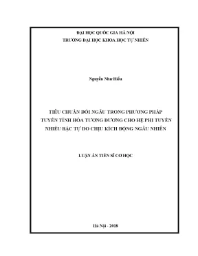 Luận án tiến sĩ hus tiêu chuẩn đối ngẫu trong phương pháp tuyến tính hóa tương đương cho hệ phi tuyến nhiều bậc tự do chịu kích động ngẫu nhiên