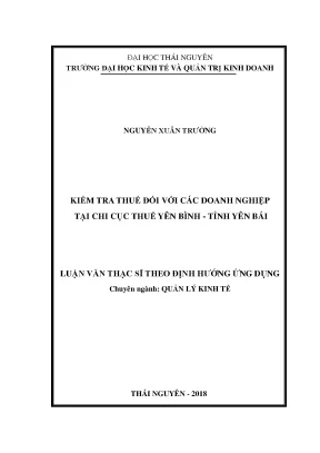Luận văn thạc sĩ hay kiểm tra thuế đối với các doanh nghiệp tại chi cục thuế yên bình tỉnh yên bái