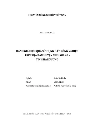 Luận văn thạc sĩ vnua đánh giá hiệu quả sử dụng đất nông nghiệp trên địa bàn huyện ninh giang tỉnh hải dương