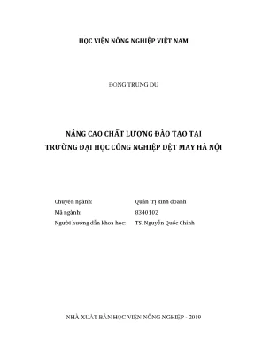 Luận văn thạc sĩ vnua nâng cao chất lượng đào tạo tại trường đại học công nghiệp dệt may hà nội