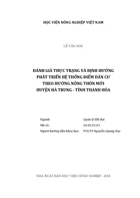 Luận văn thạc sĩ vnua đánh giá thực trạng và định hướng phát triển hệ thống điểm dân cư theo hướng nông thôn mới huyện hà trung tỉnh thanh hóa
