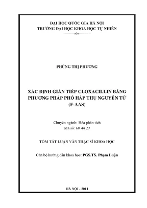Luận văn thạc sĩ hus xác định gián tiếp cloxacillin bằng phương pháp phổ hấp thụ nguyên tử f aas