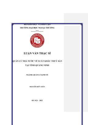 Luận văn thạc sĩ quản lý kinh tế quản lý nhà nước về xuất khẩu thuỷ sản tại tỉnh quảng ninh