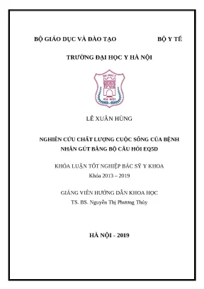 Nghiên cứu chất lượng cuộc sống của bệnh nhân gút bằng bộ câu hỏi eq5d khóa luận tốt nghiệp bác sỹ y khoa