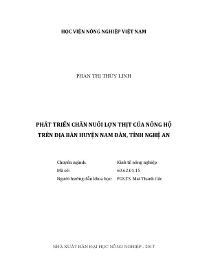 Luận văn thạc sĩ vnua phát triển chăn nuôi lợn thịt của nông hộ trên địa bàn huyện nam đàn tỉnh nghệ an