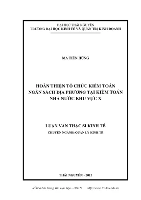Luận văn thạc sĩ hay hoàn thiện tổ chức kiểm toán ngân sách địa phương tại kiểm toán nhà nước khu vực x