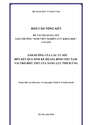 Ảnh hưởng của các cú sốc đến kết quả sinh kế hộ gia đình việt nam vai trò điều tiết của năng lực thích ứng