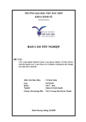 Khóa luận tốt nghiệp các giải pháp nhằm nâng cao hoạt động tuyển dụng nguồn nhân lực tại công ty cổ phần tập đoàn kỹ nghệ gỗ trường thành