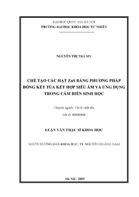 Luận văn thạc sĩ hus chế tạo các hạt zns bằng phương pháp đồng kết tủa kết hợp siêu âm và ứng dụng trong cảm biến sinh học