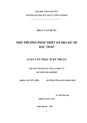 Luận văn thạc sĩ hay một phương pháp thiết kế bộ lọc số bậc thấp