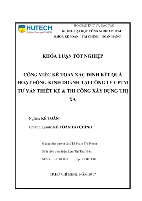 Luận văn thạc sĩ hay công việc kế toán xác định kết quả hoạt động kinh doanh tại công ty cptm tư vấn thiết kế thi công xây dựng thị xã