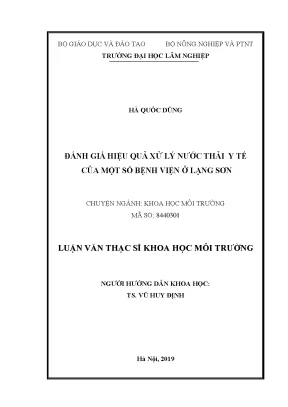 Luận văn thạc sĩ hay đánh giá hiệu quả xử lý nước thải y tế của một số bệnh viện ở lạng sơn