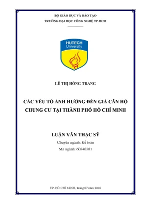 Luận văn thạc sĩ hay các yếu tố ảnh hưởng đến giá căn hộ chung cư tại thành phố hồ chí minh