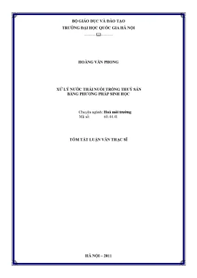 Luận văn thạc sĩ hus xử lý nước thải nuôi trồng thủy sản bằng phương pháp sinh học
