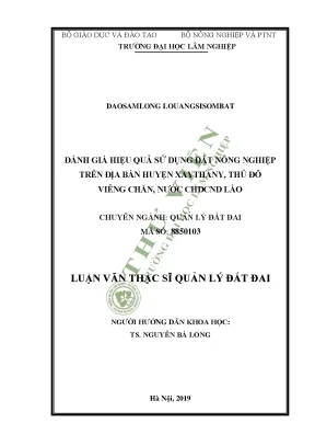 Luận văn thạc sĩ hay đánh giá hiệu quả sử dụng đất nông nghiệp trên địa bàn huyện xaythany thủ đô viêng chăn cộng hòa dân chủ nhân dân lào
