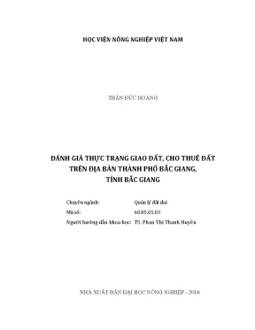 Luận văn thạc sĩ vnua đánh giá thực trạng giao đất cho thuê đất trên địa bàn thành phố bắc giang tỉnh bắc giang