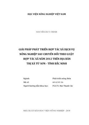 Luận văn thạc sĩ vnua giải pháp phát triển hợp tác xã dịch vụ nông nghiệp sau chuyển đổi theo luật hợp tác xã năm 2012 trên địa bàn thị xã từ sơn tỉnh bắc ninh